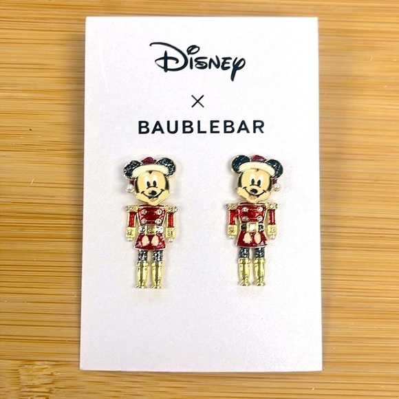 Brand New Disney x BaubleBar Mickey Mouse Christmas Nutcracker Drop Earrings - Picture 2 of 10